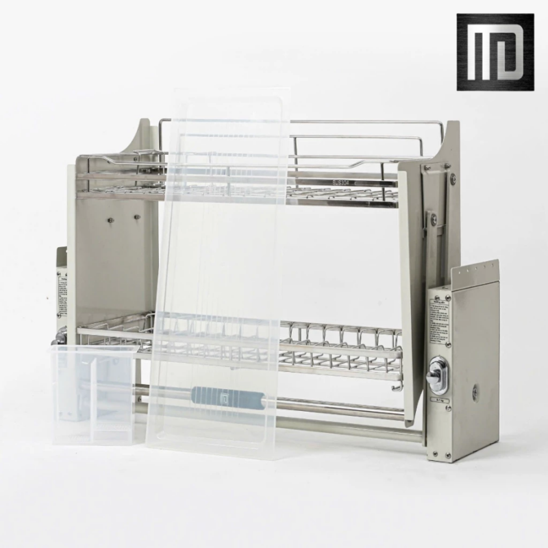 Giá bát nâng hạ inox 304 MD MINH DUYEN STAINLESS STEEL thiết kế 3 ngăn hình trụ có sẵn tiện lợi