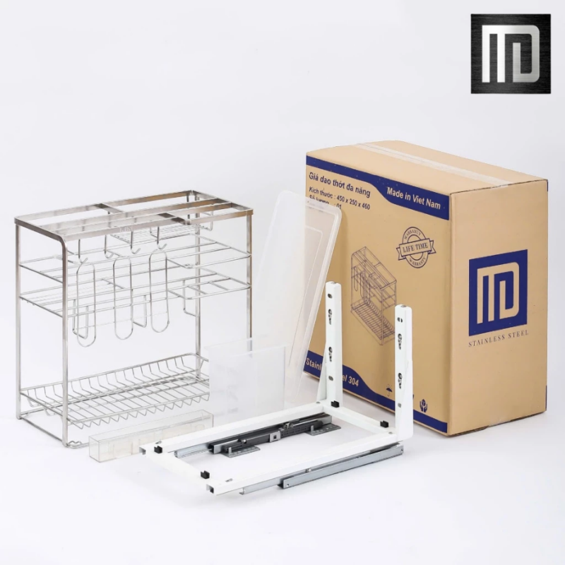 Giá đựng dao thớt và gia vị inox 304 MD MINH DUYEN STAINLESS STEEL đa năng dùng dựng dao, thớt, nắp vung, đũa