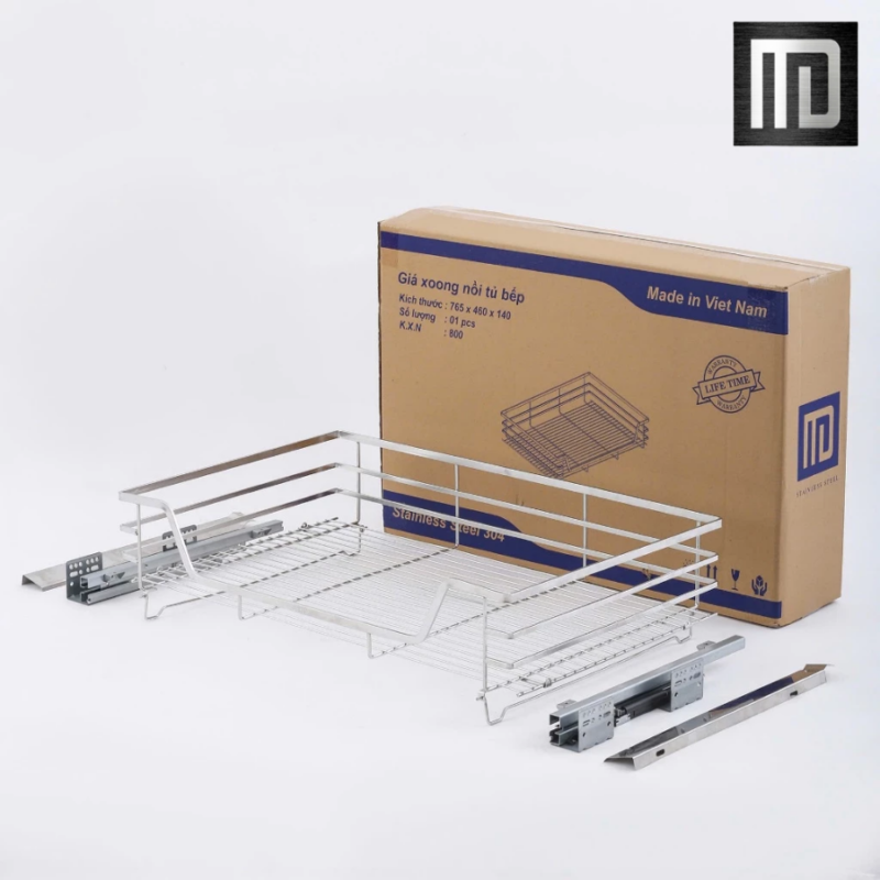 Giá kéo xoong nồi 304 MD MINH DUYEN STAINLESS STEEL kệ đựng nồi xoong dễ dàng kéo ra đẩy vào cực êm ái