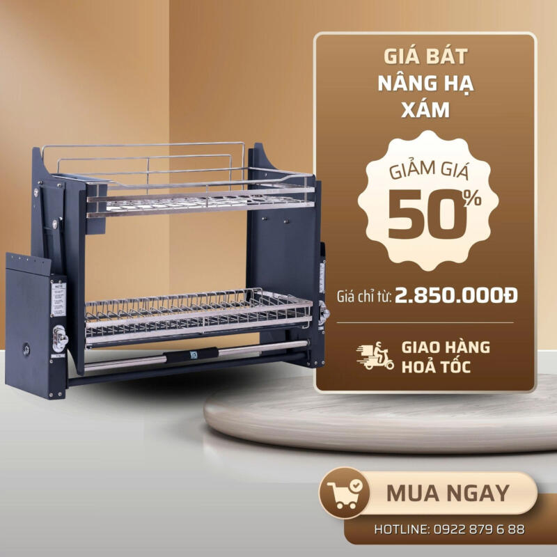 Giá bát nâng hạ inox 304 cao cấp – phụ kiện tủ bếp thông minh của Inox MD