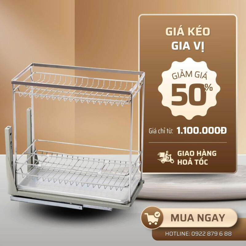 Giá gia vị inox 304 cao cấp – phụ kiện tủ bếp sang trọng, gọn gàng từ Inox Minh Duyên