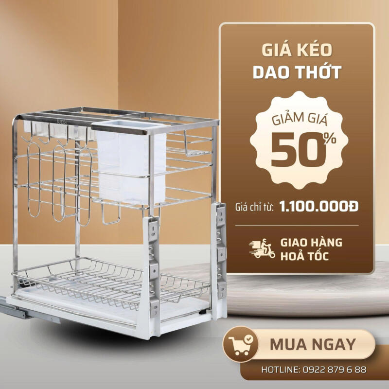 Kệ dao thớt inox 304 cao cấp – phụ kiện tủ bếp bền đẹp từ Inox Minh Duyên